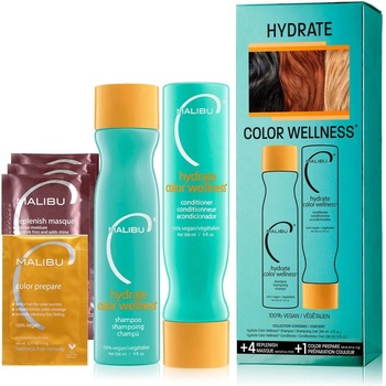Malibu Hydrate Color Wellness Collection šampón 266 ml + kondicionér 266 ml + wellness sáčky 5 ks darčeková sada