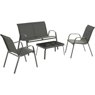 tectake 406165 sedacia súprava nora pre 4 osoby, textilná tkanina - antracit