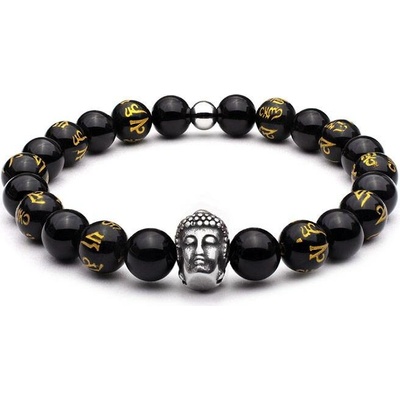 BudNej minerální Buddha z obsidiánu a obsidiánu s mantrou MN1130