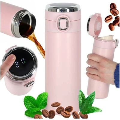 KIK KX4407 Termohrnek s náustkem LCD 420 ml růžový