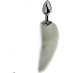 Sensual Метален Butt Plug с опашка "SENS WHITE TAIL" 40 см. размер - S