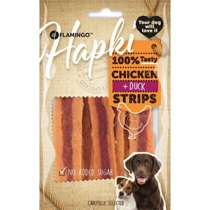 Flamingo Snacks Hapki Strips with chicken with duck - меки лентички с пиле и патешко 85 гр, Белгия - 2010055