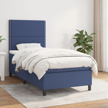 vidaXL Боксспринг легло с матрак, синя, 90x190 см, плат (3141663)