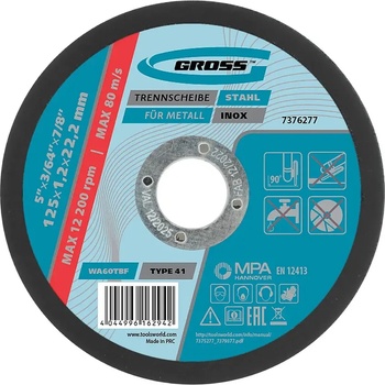 GROSS Диск за рязане на метал gross - 125 × 1, 2 × 22, 2 мм (7376277)