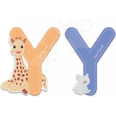 Janod drevené písmeno Y Sophie The Giraffe modré oranžové