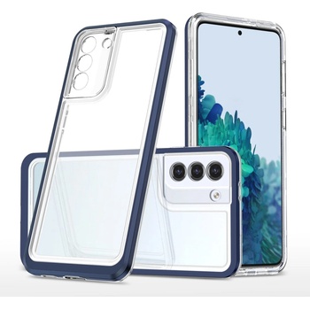 HQWear Прозрачен кейс 3в1 за Samsung Galaxy S21 + 5G (S21 Plus 5G) с гел рамка, син (9145576242858)