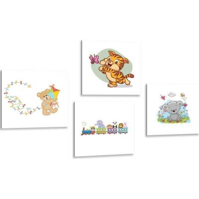 Set obrazů barevná zvířátka - 4x 60x60