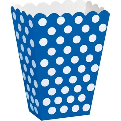 Krabica na popcorn tmavo modrá s bielymi bodkami 8ks