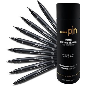 uni Комплект маркери за рисуване UNI PIN "Tube", 9 различни дебелини на линиите, черен 2UPINTUBE (2UPINTUBE)