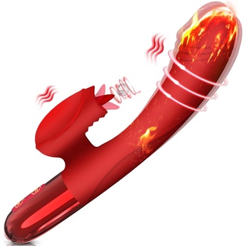 SuperLove Heating & Licking Powerful Rabbit G-Spot Vibrator Red