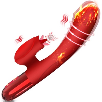 SuperLove Heating & Licking Powerful Rabbit G-Spot Vibrator Red