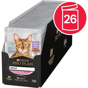PRO PLAN PURINA PRO PLAN CAT DELICATE DIGESTION консерви за котки с пуйка в сос 26 x 85 г
