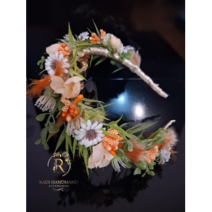Radi handmade Флорална диадема с бежави и бели цветя (1024)