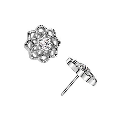Šperky4U ozdobná část k Push In piercingu titan květina TIT1504