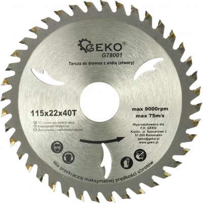 GEKO Kotouč pilový vidiový s otvory, 115x22x40T