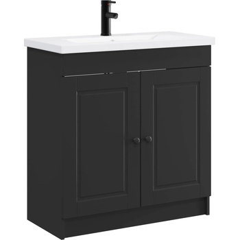 vidaXL Комплект мебели за баня Черно 56 x 37, 5 x 81 см (3404125)