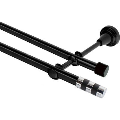 OK-GarnýžeCZ Garnýž kovová dvouřadá 19mm Sigma černá 230 cm do stěny / na tunýlek - bez kroužků – Zboží Mobilmania