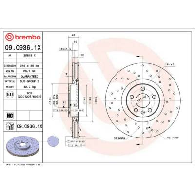 Brzdový kotúč BREMBO XTRA LINE - Xtra 09.C936.1X