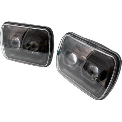 Súprava štvorcových svetlometov LED, Čierna, Čipy Philips LED, Jeep Cherokee XJ, Wrangler YJ, serie 6600