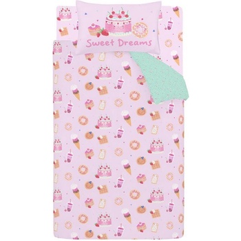 Catherine Lansfield Розово единично детско спално бельо 135x200 cm Sweet Treats - Catherine Lansfield (BD/60575/W/SQS/PK)
