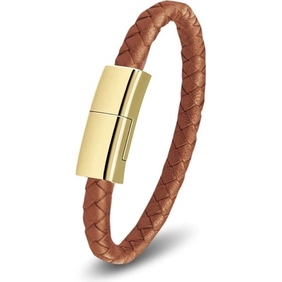 Nabíjecí náramkový kabel Bracelet leather s Apple lightning konektorem, hnědý Velikost: M
