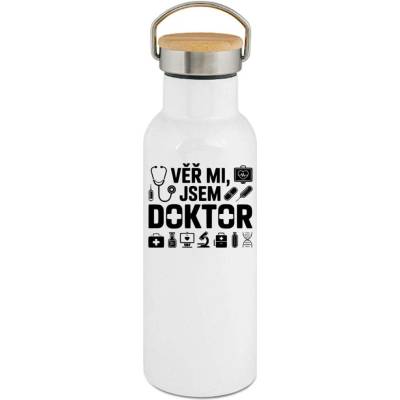 123TRIKO termoska Věř mi, jsem doktor, černý tisk 500 ml profese