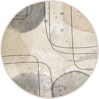 Mila Home Бежов кръгъл килим подходящ за пране ø 100 cm Simple Lines - Mila Home (HKC-YuvHali-13-100x100)