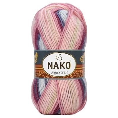 Nako Pletací příze Nako Vega Stripe 82415 - růžová