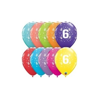 Qualatex Potisk číslo 6 mix 11 28cm Balónek