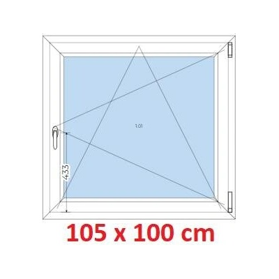 Soft Plastové okno 1050 x 1000 mm, otevíravé a sklopné, Antracit struktura/bílá, levé