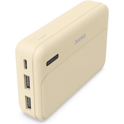 Hama Външна батерия "Pocket 10", 10000 mAh, Изходи: 2x USB-A, бежов (HAMA-201773)