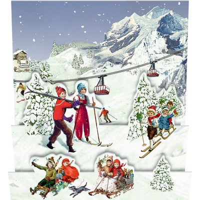Pohlednicový mini adventní kalendář Na horách 11,5x16,5 cm od Home of Christmas – Zboží Dáma