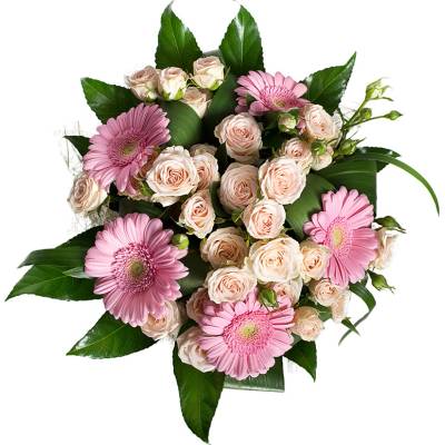 Rozvoz květin: Barevná letní kytice - gerbery a růže - Malá - Mělník