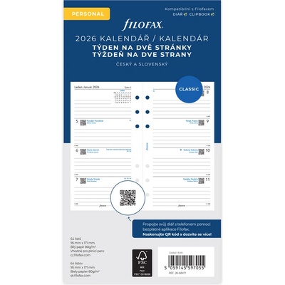 Filofax Náplň do diáře A6 2026