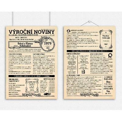 Dvoustranné noviny k výročí svatby 1979