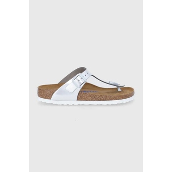 Birkenstock Кожени джапанки Birkenstock Gizeh в сребристо с равна подметка 1003675 (1003675)