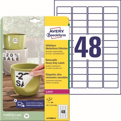Avery Zweckform L4778REV-8 Odolné etikety, snímatelné 45,7x21,2mm 384 ks bílá