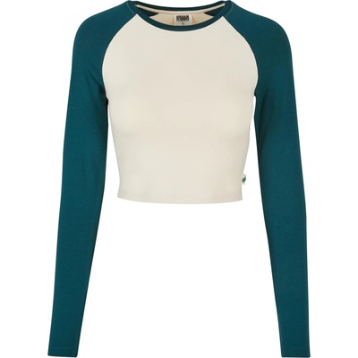 Urban Classics Дамска къса блуза с дълъг ръкав в бял и тюркоазен цвят Urban Classics whitesand/jasperUB-TB5471-04014 - Бял, размер M