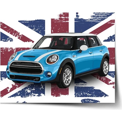 Sablio Plagát Mini sedan Britská vlajka - 90x60 cm