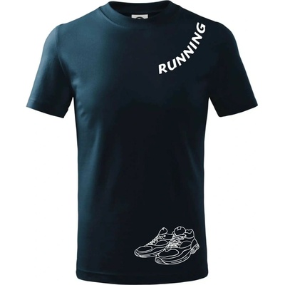 Running nápis šikmo tričko detské tmavomodrá