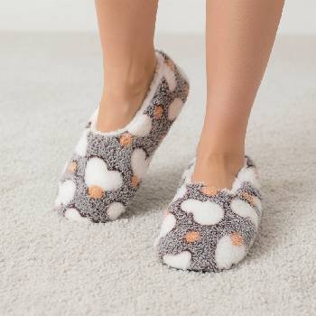 Дамски пантофи-балеринки в кафяво със сърца