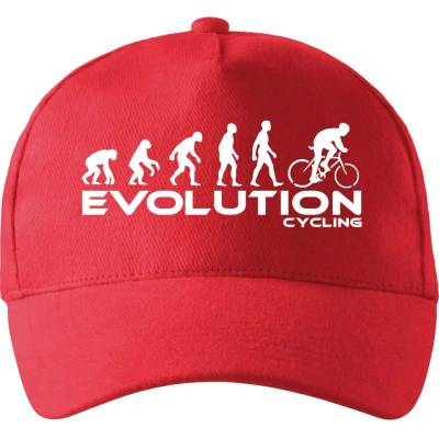 Evoluce cyklistiky se zahnutým kšiltem a látkovou sponou Červená
