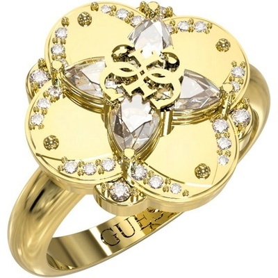 Guess pozlátený prsteň s kvetinou Wild Flower JUBR05506JWYG