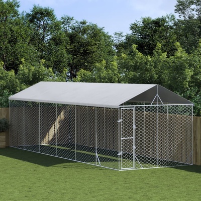 vidaXL Venkovní psí kotec se střechou stříbrný 300 x 900 x 250 cm ocel 9799.3190490