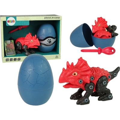 Lean Toys Sada Vajíčka s Dinosaurom na šrobovanie - červený