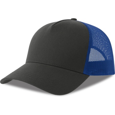 Atlantis Headwear Rapper Cotton-S 5 panelová Trucker COT330260am099-dark grey/r Šedá tmavá/modrá královská