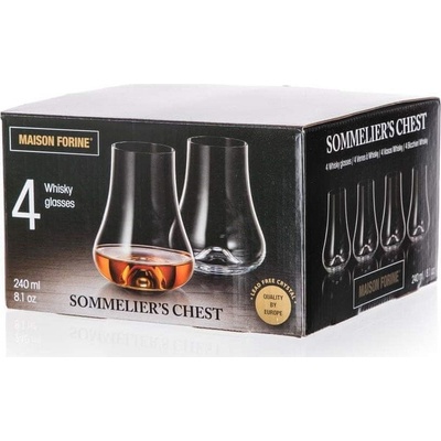 MAISON FORINE Sada pohárov na whisky SOMMELIER CHEST 4 x 240 ml