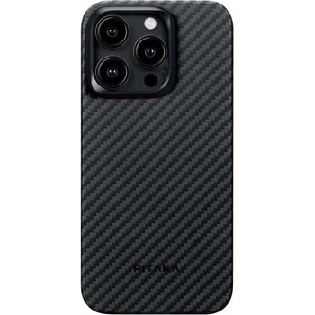 PITAKA MagEZ 4 1500D Aramid Fiber MagSafe Case - кевларен кейс с MagSafe за iPhone 15 Pro Max (черен-сив)