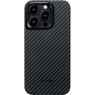 PITAKA MagEZ 4 1500D Aramid Fiber MagSafe Case - кевларен кейс с MagSafe за iPhone 15 Pro Max (черен-сив)