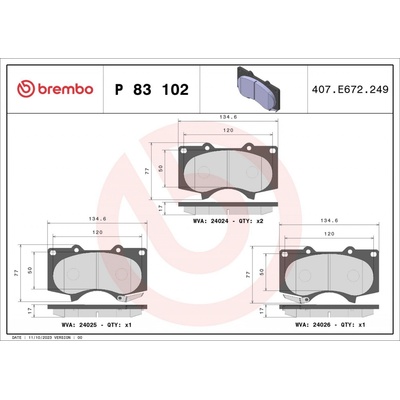Sada brzdových platničiek kotúčovej brzdy BREMBO P 83 102